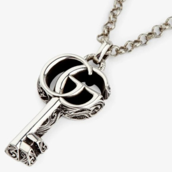 Double G Key Necklace In 925 Sterling Silver